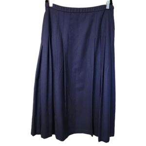 SOLD Pendleton Navy 100% Wool Pleated Midi Skirt Size 18
